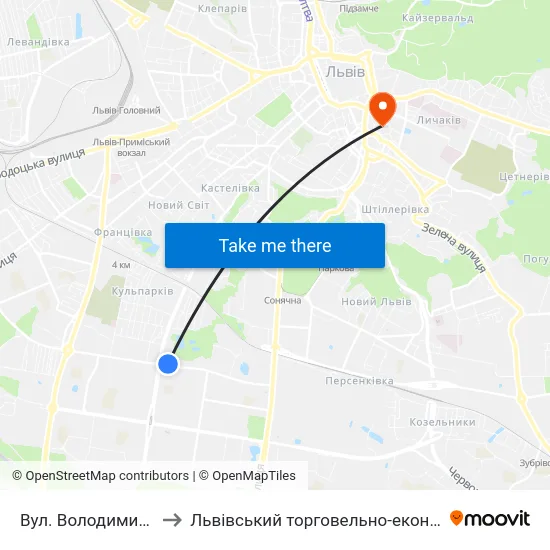 Вул. Володимира Великого to Львівський торговельно-економічний університет map