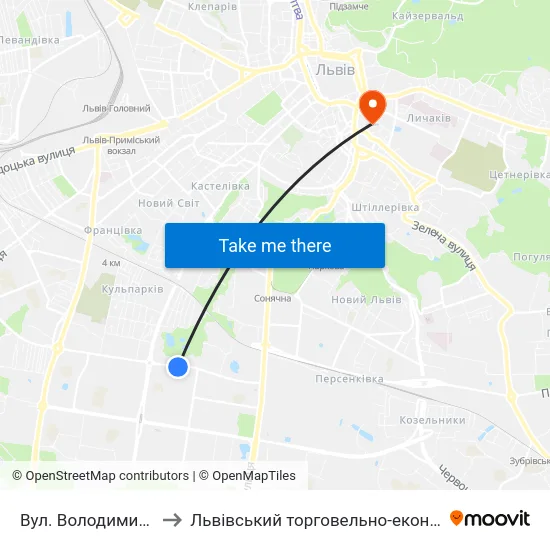 Вул. Володимира Великого to Львівський торговельно-економічний університет map