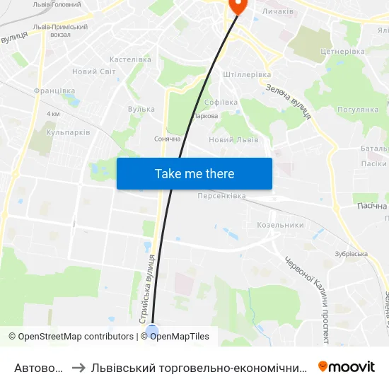 Автовокзал to Львівський торговельно-економічний університет map