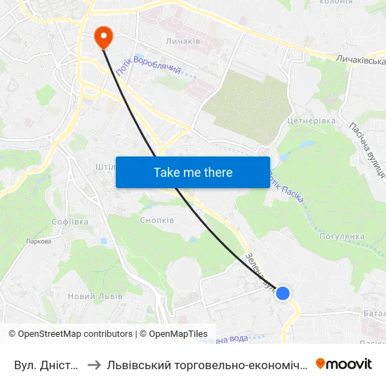 Вул. Дністерська to Львівський торговельно-економічний університет map