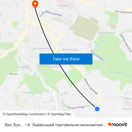 Вул. Бузкова to Львівський торговельно-економічний університет map