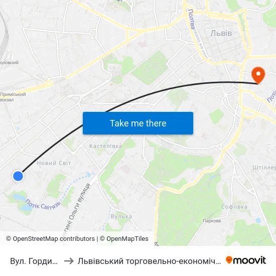 Вул. Гординських to Львівський торговельно-економічний університет map