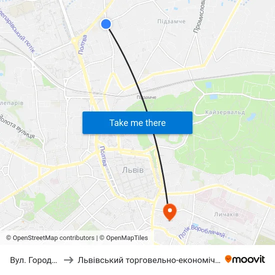 Вул. Городницька to Львівський торговельно-економічний університет map