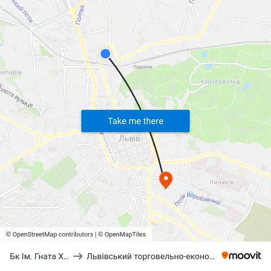 Бк Ім. Гната Хоткевича to Львівський торговельно-економічний університет map
