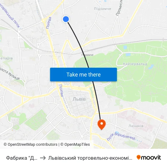 Фабрика "Динамо" to Львівський торговельно-економічний університет map