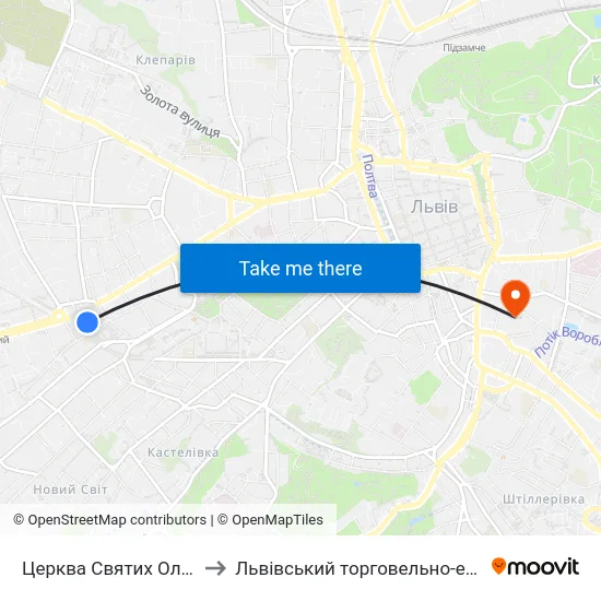 Церква Святих Ольги Та Єлизавети to Львівський торговельно-економічний університет map