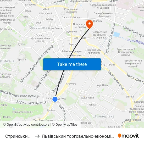 Стрийський Ринок to Львівський торговельно-економічний університет map