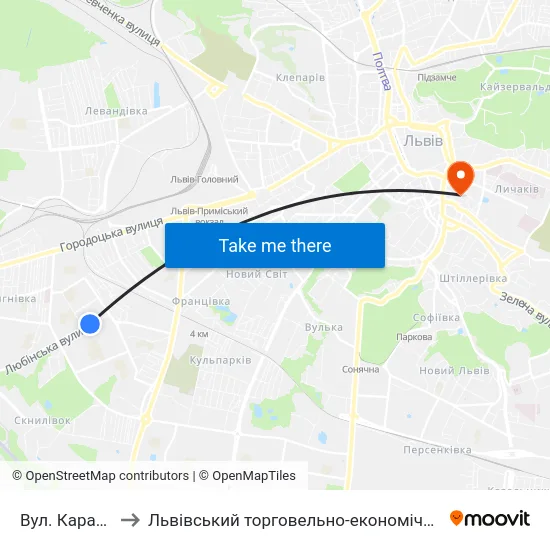 Вул. Караджича to Львівський торговельно-економічний університет map