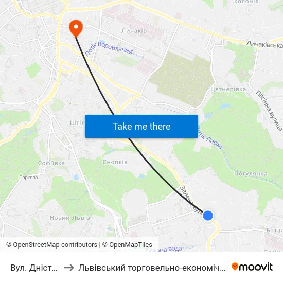 Вул. Дністерська to Львівський торговельно-економічний університет map