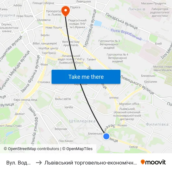 Вул. Водогінна to Львівський торговельно-економічний університет map