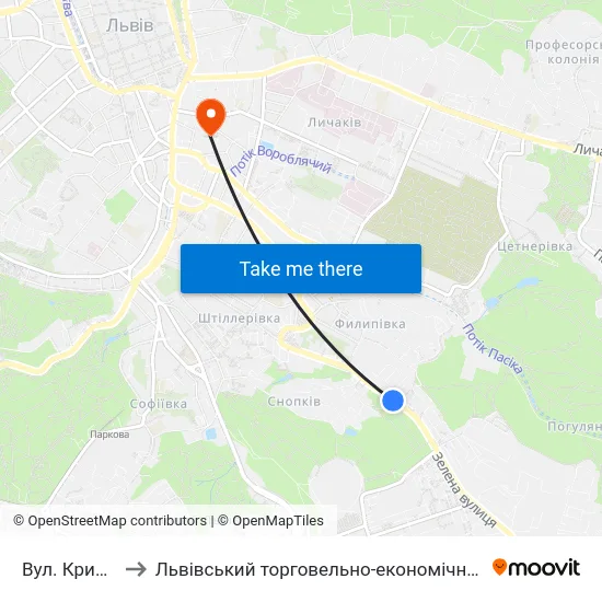 Вул. Кримська to Львівський торговельно-економічний університет map