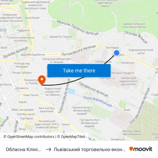 Обласна Клінічна Лікарня to Львівський торговельно-економічний університет map