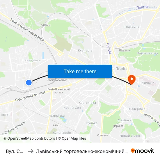 Вул. Сяйво to Львівський торговельно-економічний університет map