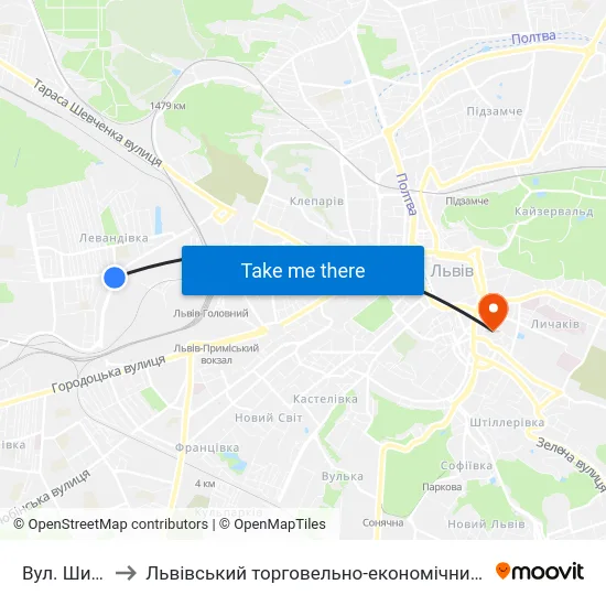 Вул. Широка to Львівський торговельно-економічний університет map