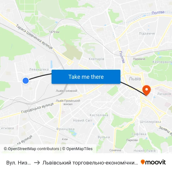 Вул. Низинна to Львівський торговельно-економічний університет map
