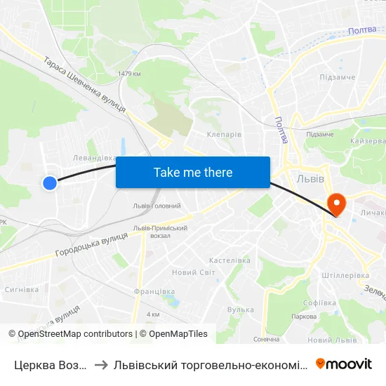 Церква Вознесіння to Львівський торговельно-економічний університет map