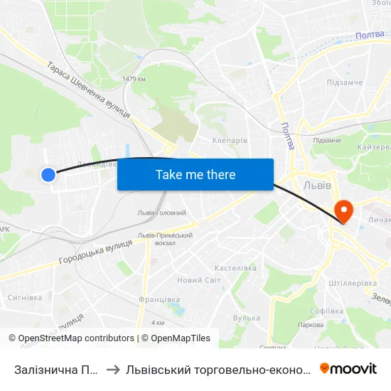 Залізнична Поліклініка to Львівський торговельно-економічний університет map