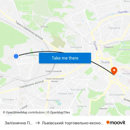 Залізнична Поліклініка to Львівський торговельно-економічний університет map