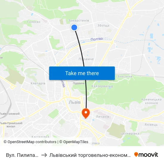 Вул. Пилипа Орлика to Львівський торговельно-економічний університет map
