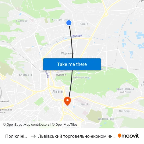 Поліклініка №2 to Львівський торговельно-економічний університет map