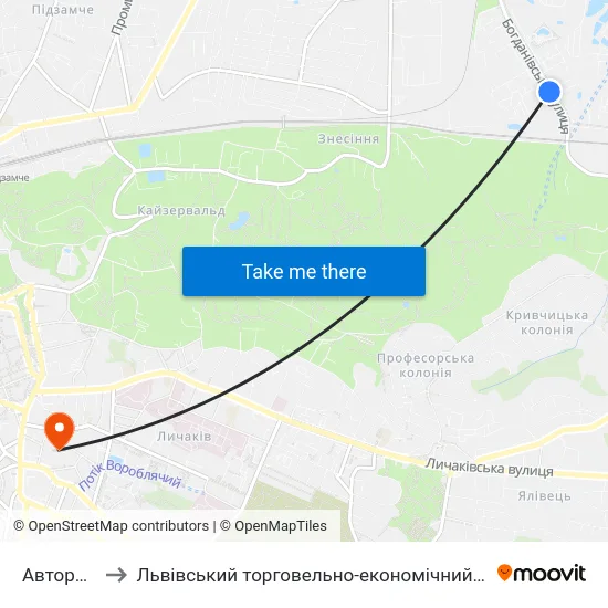 Авторинок to Львівський торговельно-економічний університет map