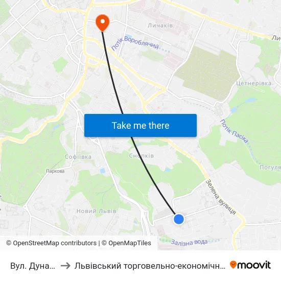 Вул. Дунайська to Львівський торговельно-економічний університет map
