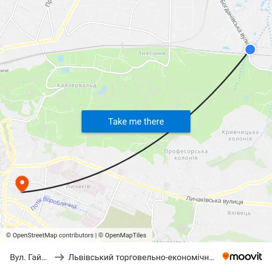 Вул. Гайдучка to Львівський торговельно-економічний університет map