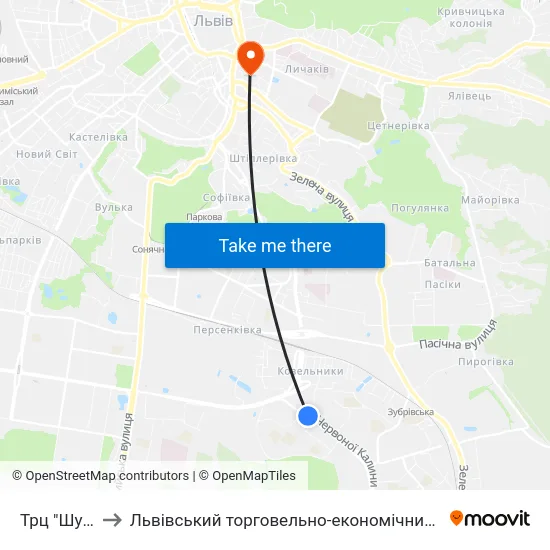 Трц "Шувар" to Львівський торговельно-економічний університет map