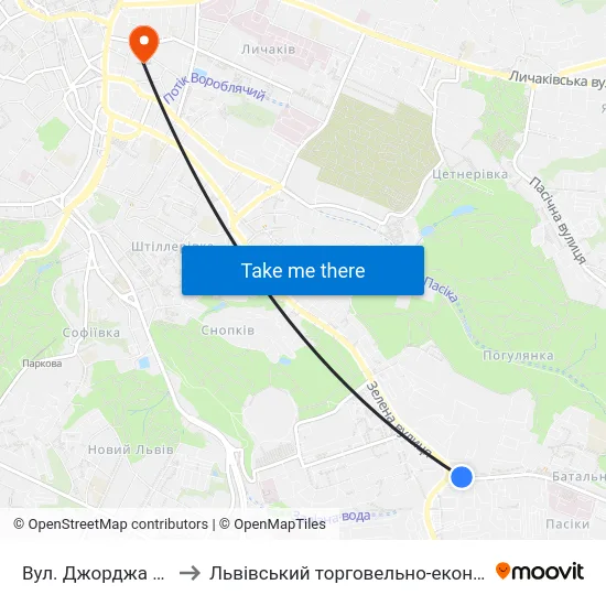 Вул. Джорджа Вашингтона to Львівський торговельно-економічний університет map