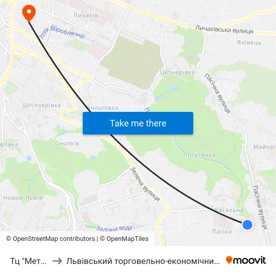 Тц "Метро-2" to Львівський торговельно-економічний університет map