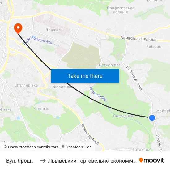 Вул. Ярошинської to Львівський торговельно-економічний університет map