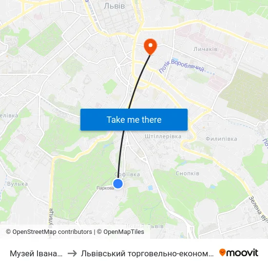 Музей Івана Франка to Львівський торговельно-економічний університет map