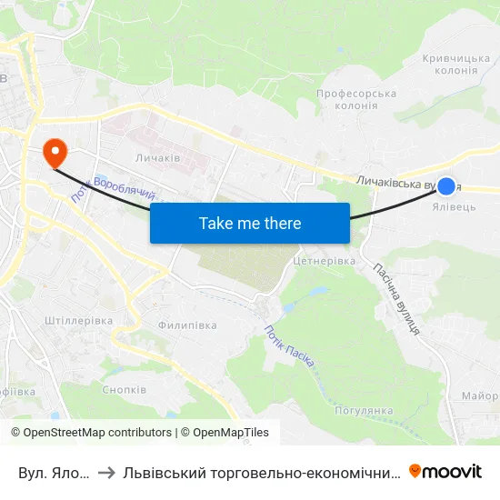 Вул. Яловець to Львівський торговельно-економічний університет map
