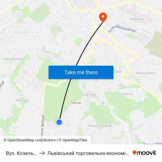 Вул. Козельницька to Львівський торговельно-економічний університет map
