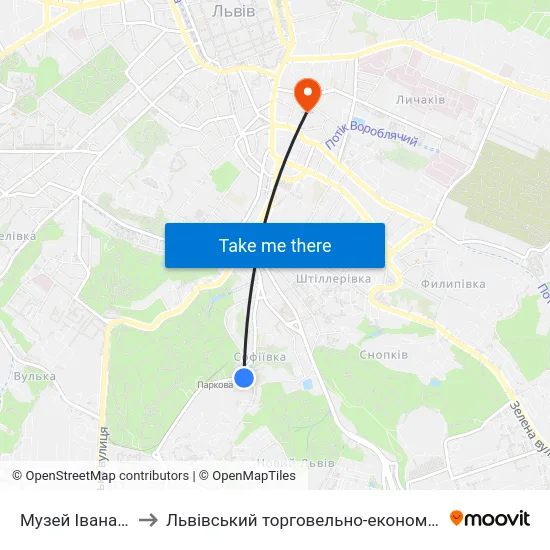 Музей Івана Франка to Львівський торговельно-економічний університет map