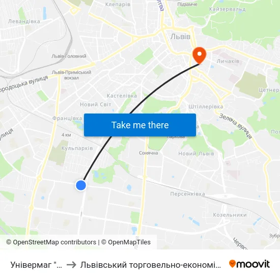 Універмаг "Океан" to Львівський торговельно-економічний університет map