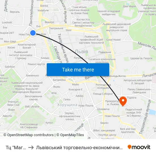 Тц "Магнус" to Львівський торговельно-економічний університет map