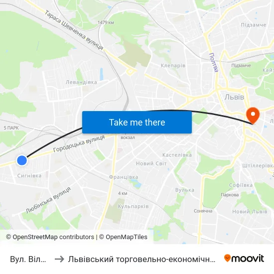 Вул. Вільхова to Львівський торговельно-економічний університет map