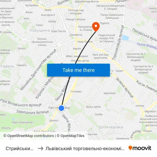 Стрийський Ринок to Львівський торговельно-економічний університет map