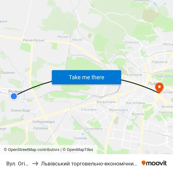 Вул. Огієнка to Львівський торговельно-економічний університет map