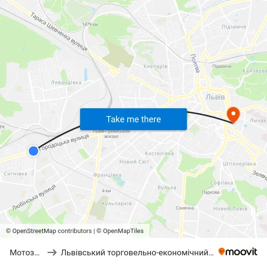 Мотозавод to Львівський торговельно-економічний університет map