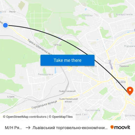 М/Н Рясне-1 to Львівський торговельно-економічний університет map