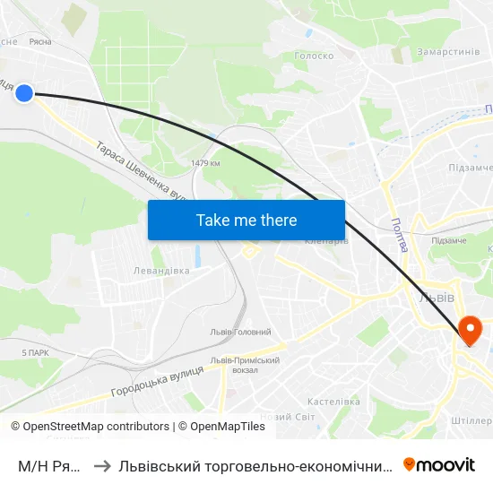 М/Н Рясне-1 to Львівський торговельно-економічний університет map