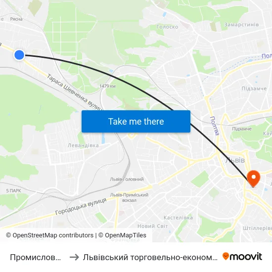 Промисловий Ринок to Львівський торговельно-економічний університет map