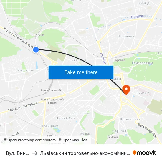 Вул. Винниця to Львівський торговельно-економічний університет map