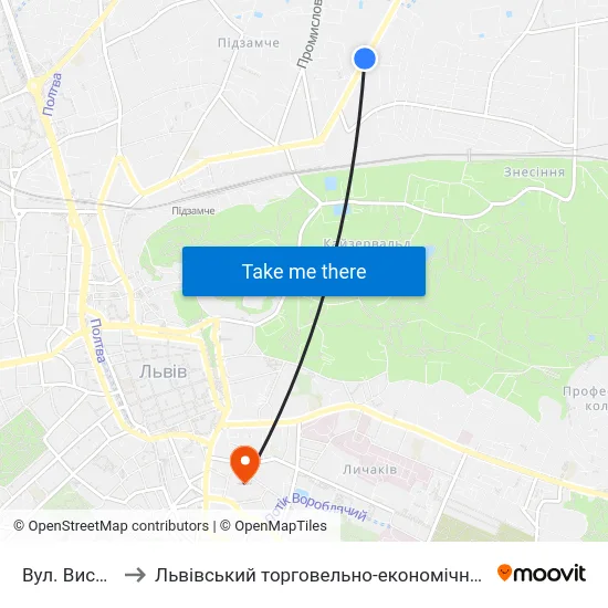 Вул. Височана to Львівський торговельно-економічний університет map