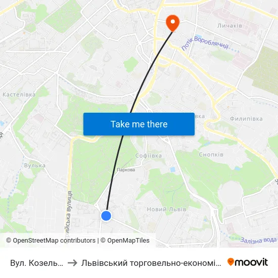 Вул. Козельницька to Львівський торговельно-економічний університет map