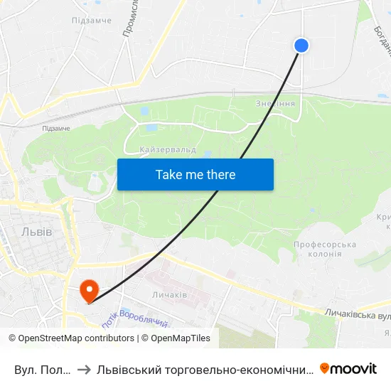 Вул. Польова to Львівський торговельно-економічний університет map