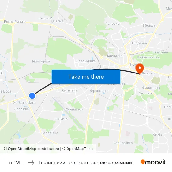 Тц "Metro" to Львівський торговельно-економічний університет map