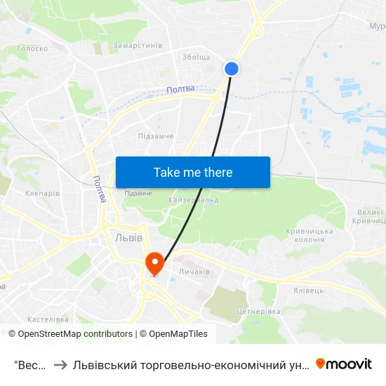 "Весна" to Львівський торговельно-економічний університет map
